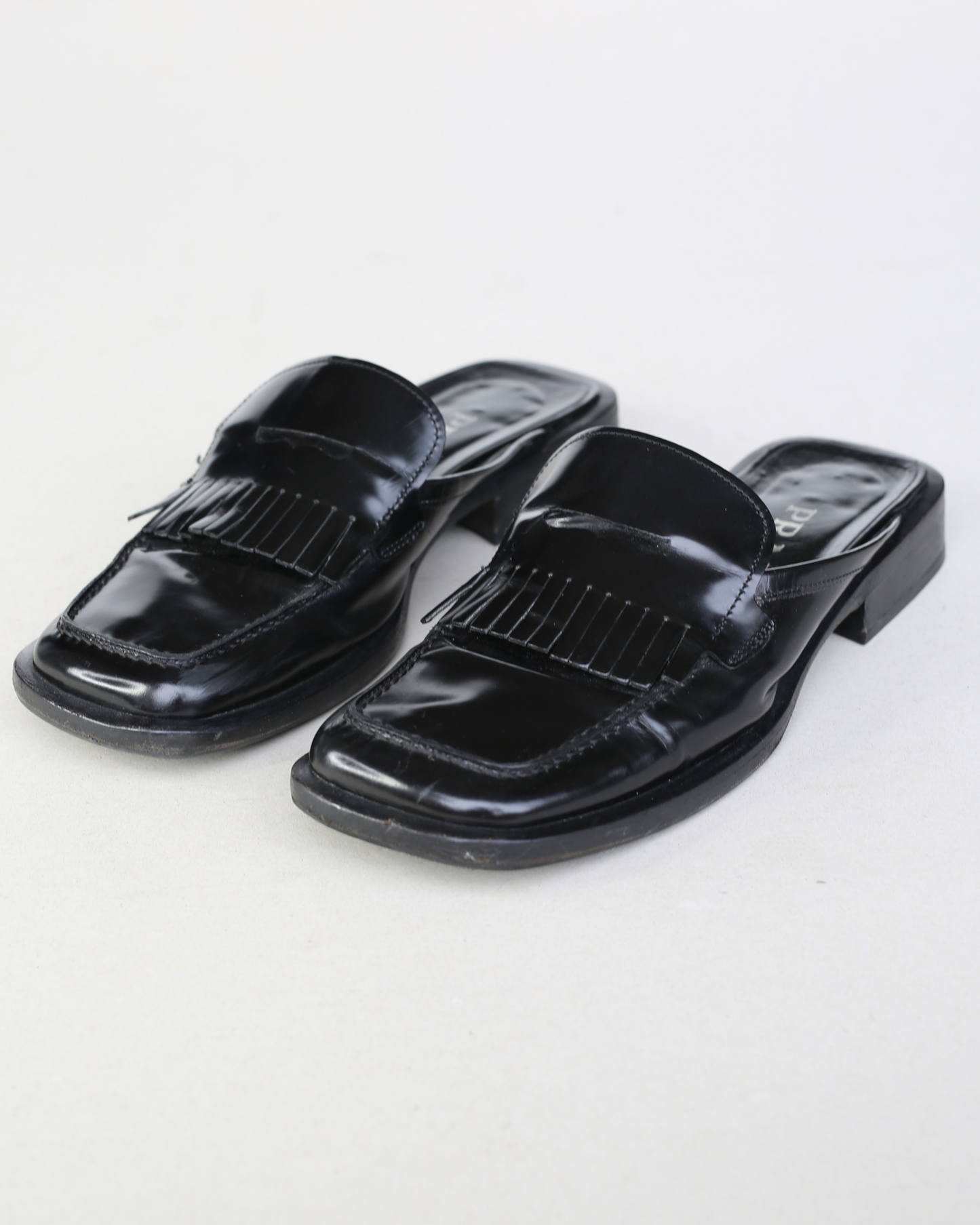 prada ss 1999 slip on frill loafers