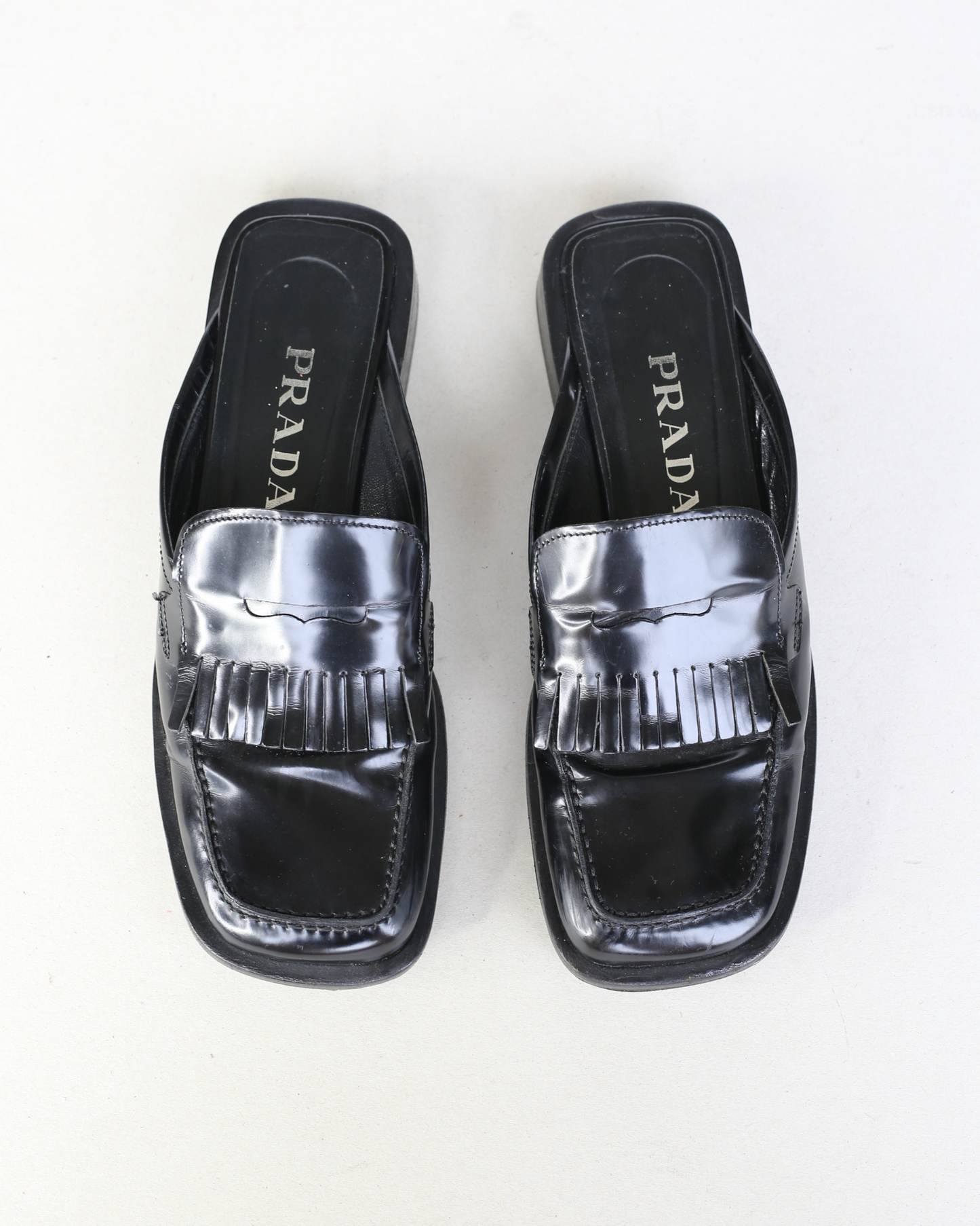 prada ss 1999 slip on frill loafers