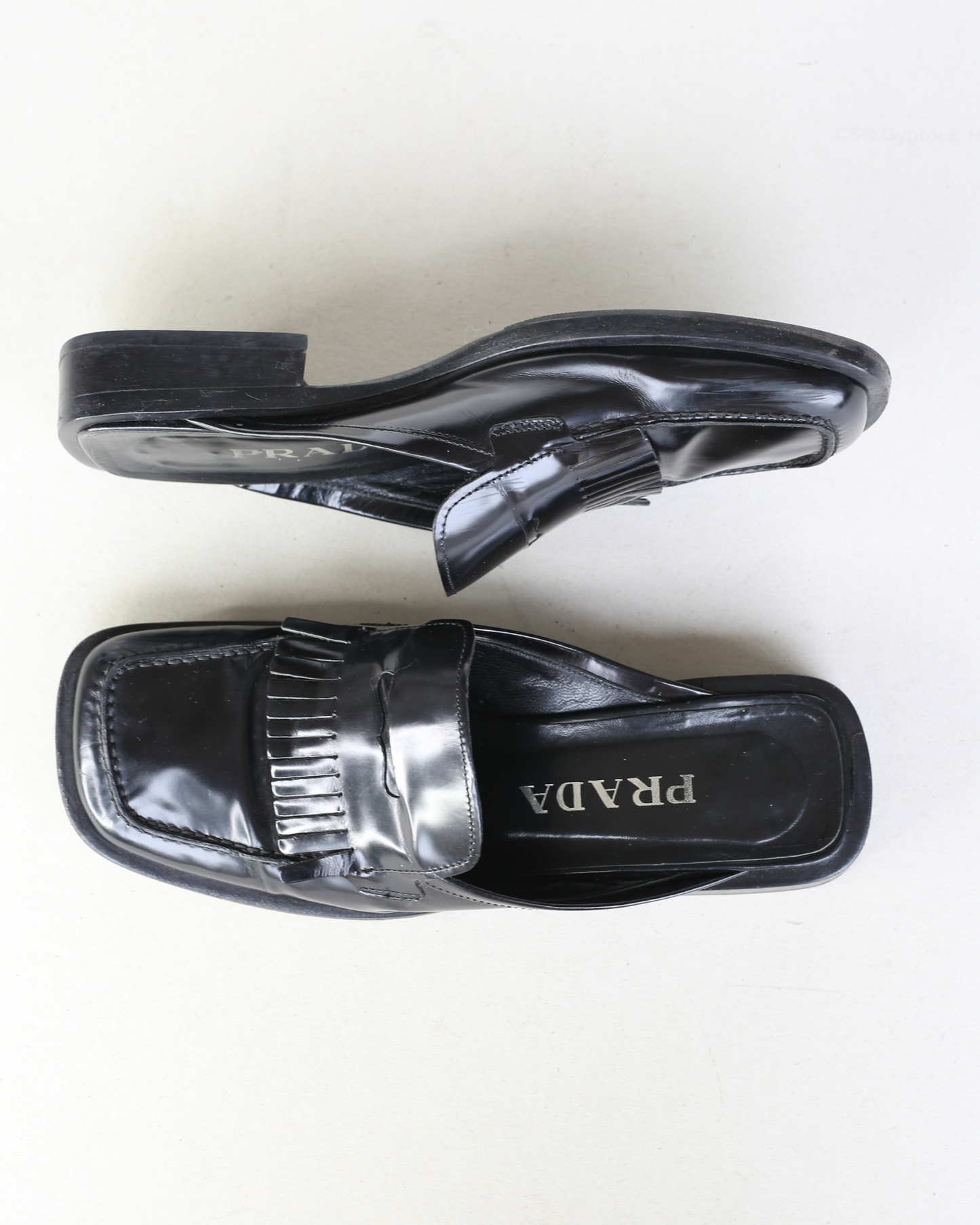 prada ss 1999 slip on frill loafers