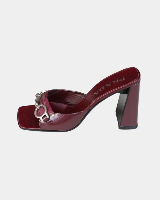 prada 90s burgundy platform heels