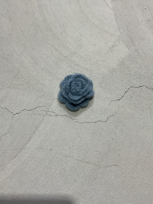 eina crochet flower pin cyan blue