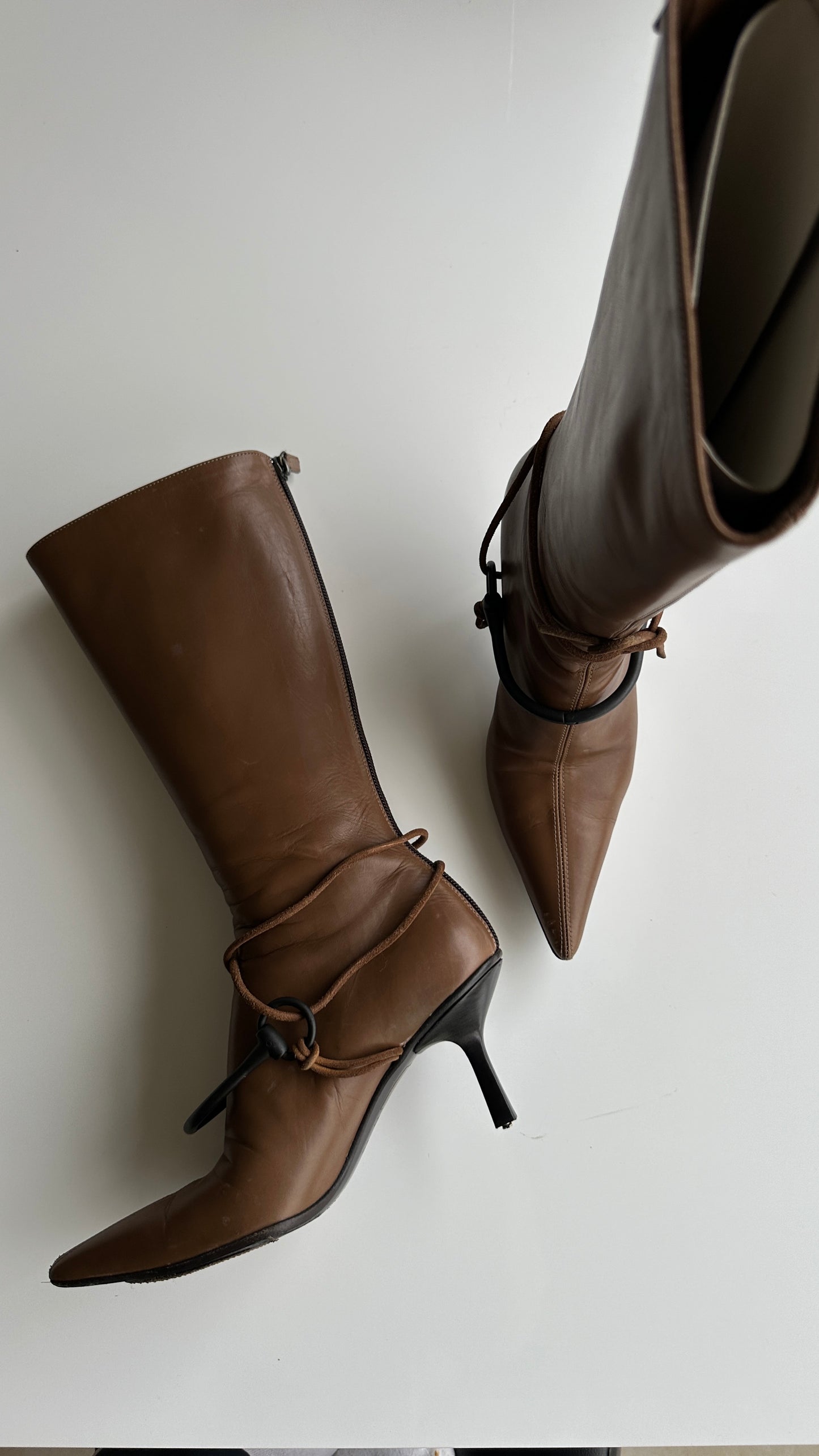 gucci by tom ford fw 2004 leather horse-bit rope boots