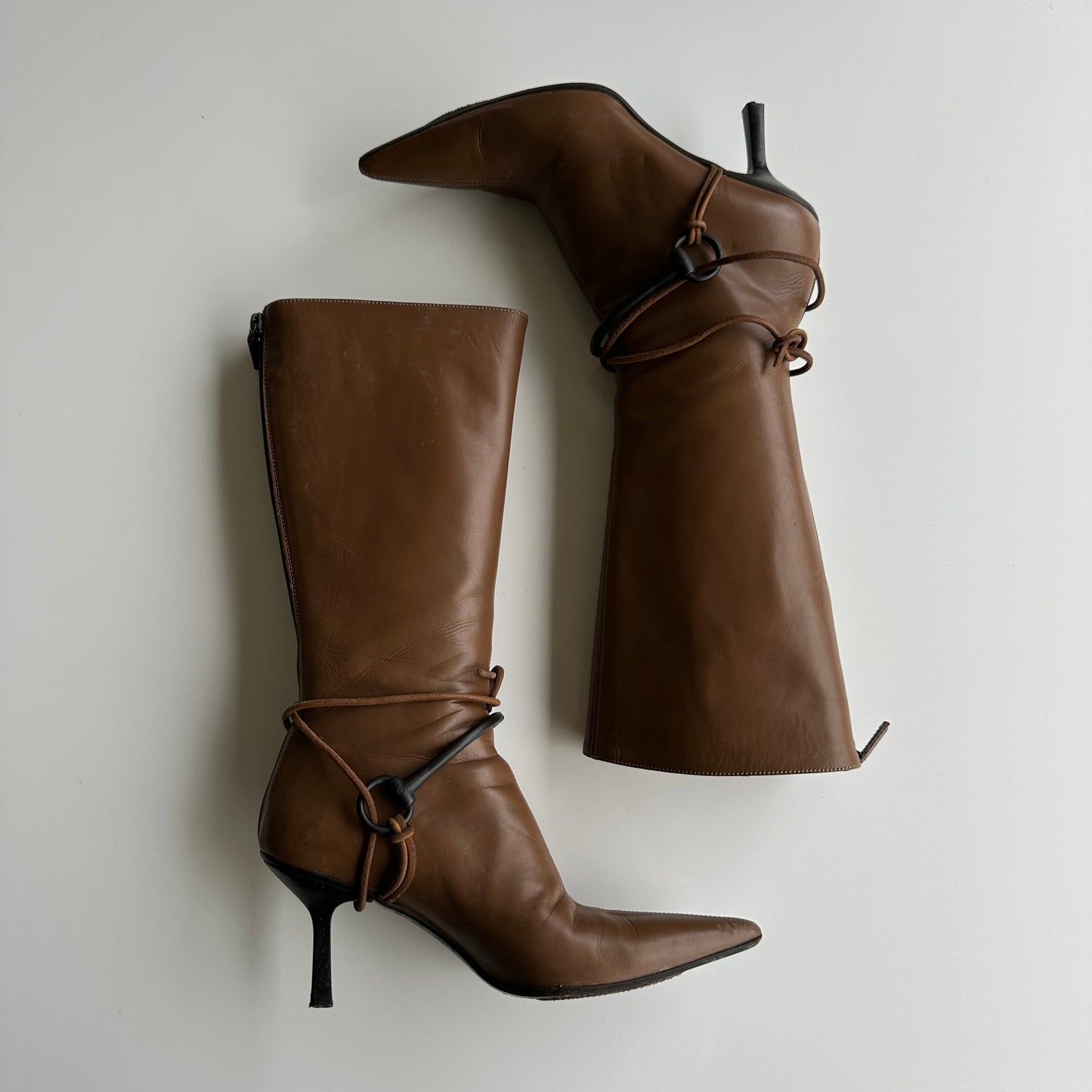 gucci by tom ford fw 2004 leather horse-bit rope boots