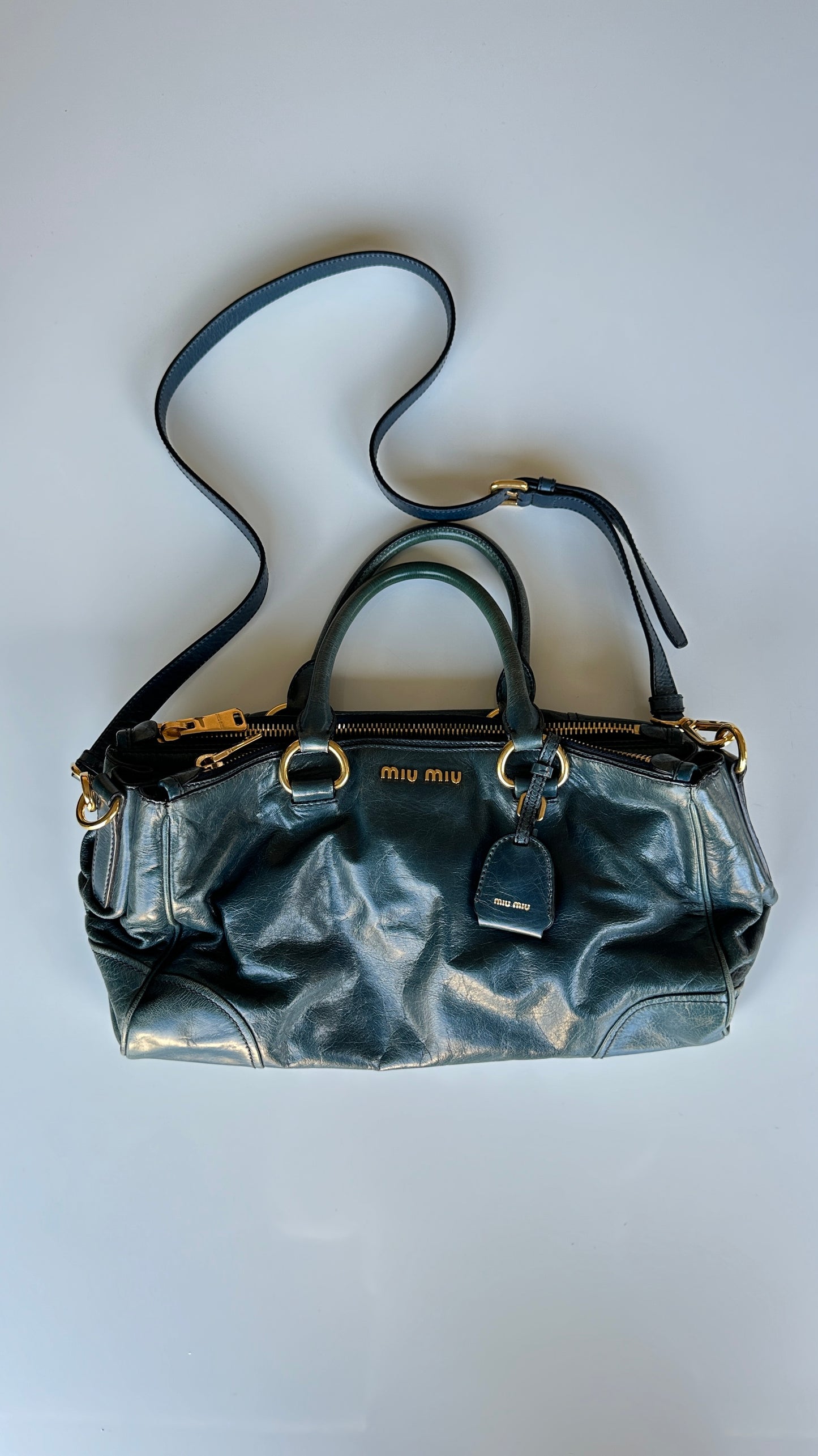 vintage 2005 miu miu vitello shine handbag