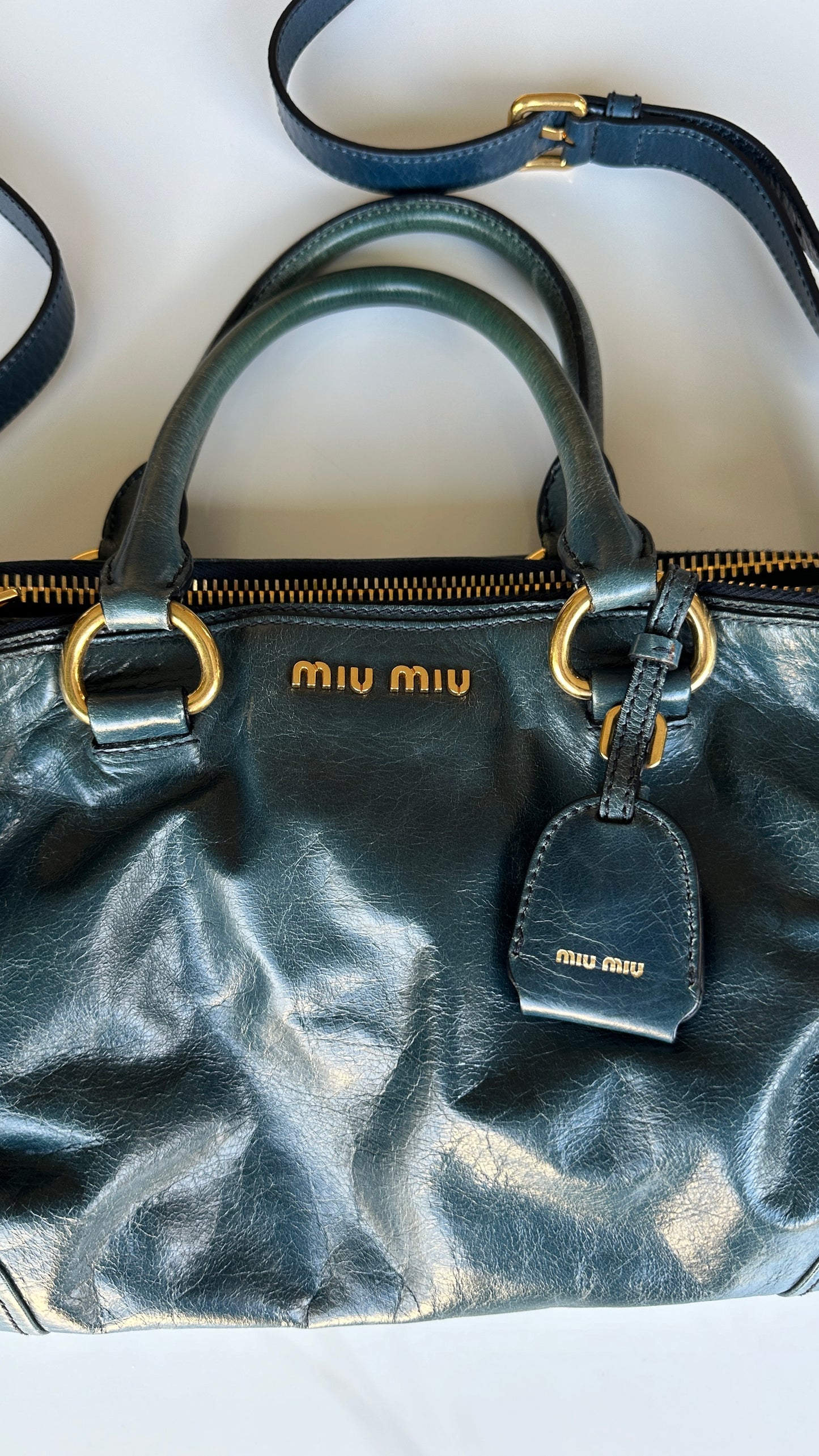 vintage 2005 miu miu vitello shine handbag